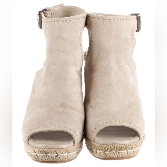 Prada Suede Braided Accents Espadrille Wedge Beige - Picture 3 of 9
